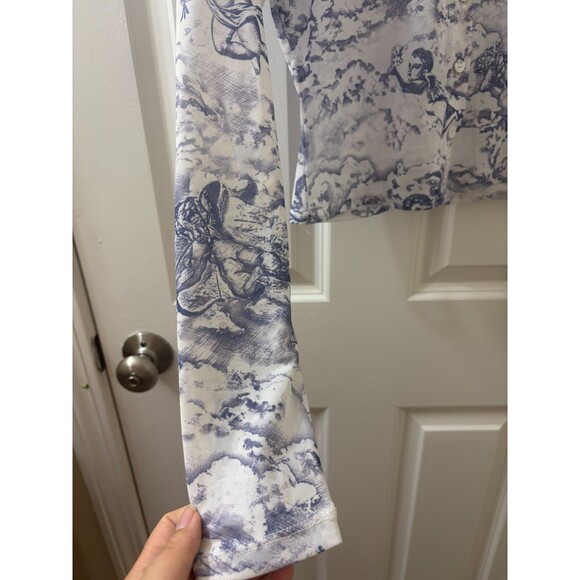 MOTEL KELLY SHIRT 20'S CHERUB WHITE BLUE long sleeve CROP top blouse S - Picture 6 of 11